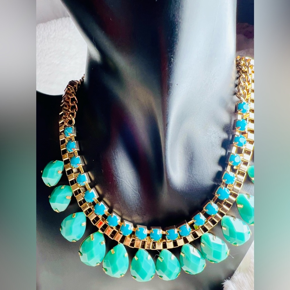 Statement Green and Blue Crystal Bib Necklace by Forever 21